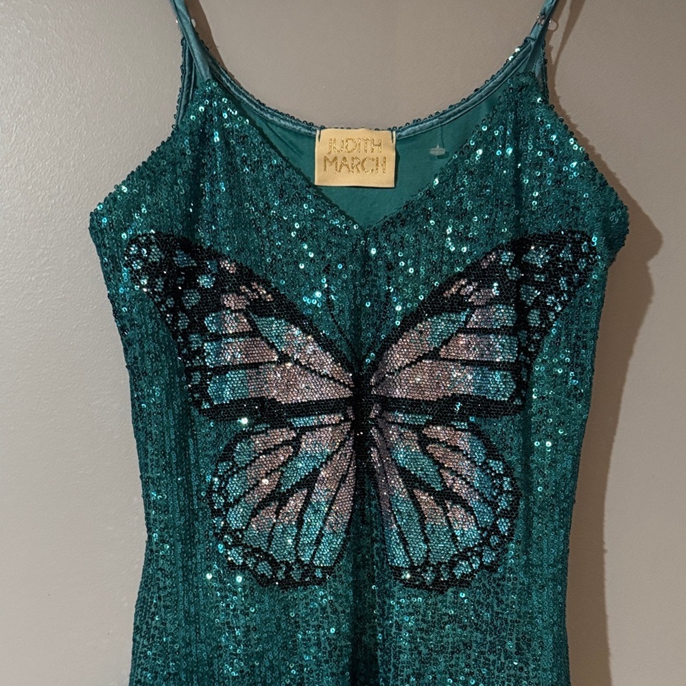 Judith March Teal Sequin Butterfly Camisole - Picture 7 of 8